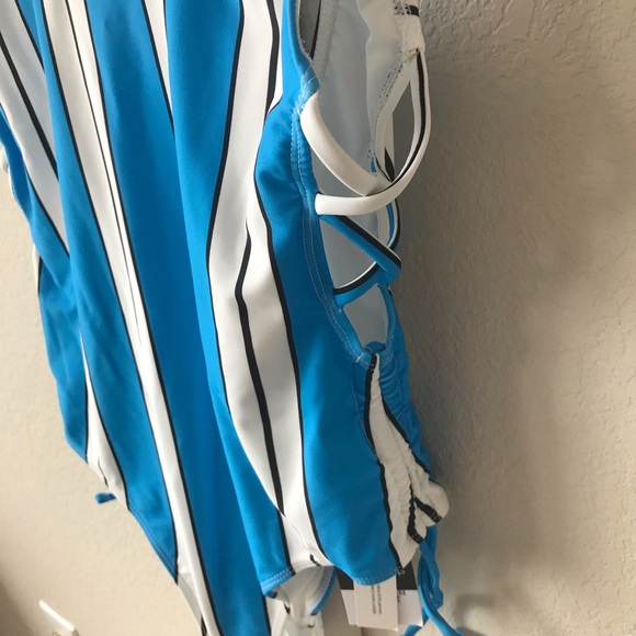 Topshop NWT Blue Striped One Piece Swimsuit - Picture 5 of 6